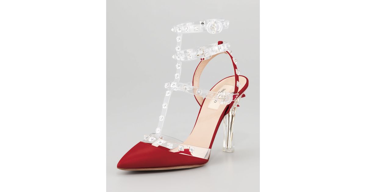 Valentino Naked Rockstud Slingback In Red Lyst