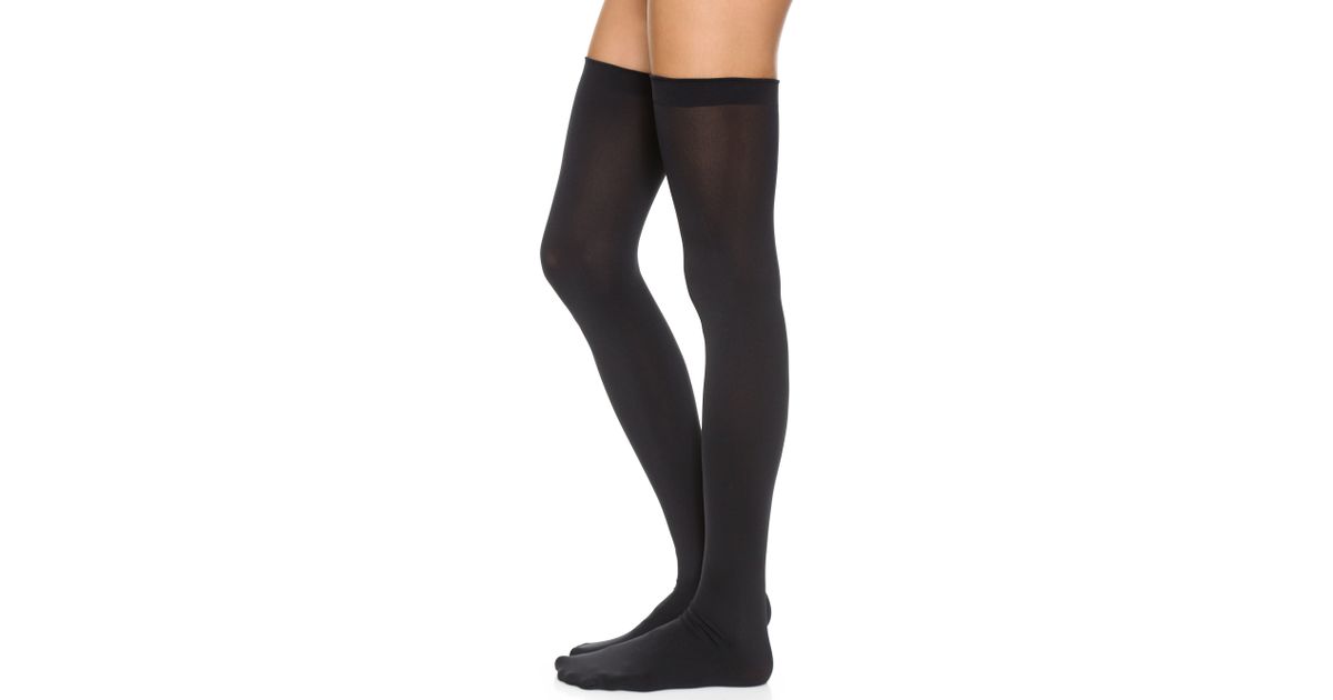 Wolford Fatal 80 Seamless Stay Up Tights Black In Black Lyst