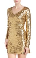 sequin dress mesh michael gold neck kors bebe lyst