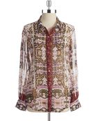Ivanka Trump Sheer Floral Blouse - Lyst