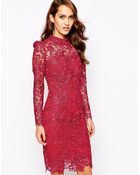 Forever Unique Lace Pencil Dress With High Neck - Lyst