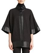 St. John Knit Jacket With Leather Accents - Lyst