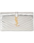 Saint Laurent Monogramme Metallic Clutch - Lyst