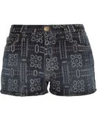 Current/Elliott The Boyfriend Printed Stretch-Denim Shorts - Lyst
