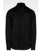 Emporio Armani Shirt In Stretch Cotton Poplin With Mandarin Collar - Lyst