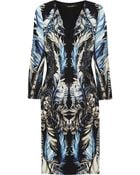 Roberto Cavalli Lace-Paneled Printed Stretch-Jersey Dress - Lyst