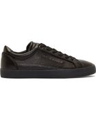 Dolce & Gabbana Black Grained Leather Logo Sneakers - Lyst