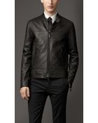 Burberry Nappa Leather Racer Jacket - Lyst