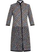 Oscar de la Renta Checked And Striped Tweed Coat - Lyst