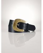 Polo Ralph Lauren Engraved-Buckle Leather Belt - Lyst