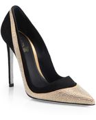 Rene Caovilla Swarovski Crystal Suede Satin Pumps - Lyst