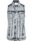 River Island Light Acid Wash Denim Gilet - Lyst