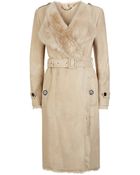 Burberry London Bradenmere Shearling Trench Coat - Lyst