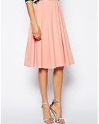 Asos Midi Skirt in Ponte with Bold Pleats - Lyst