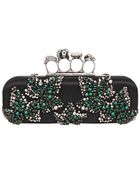 Alexander McQueen Embellished Satin Knuckle Box Clutch - Lyst
