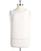 Elie Tahari Silk Drape Front Blouse - Lyst