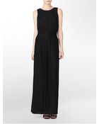 Calvin Klein Pleated Sleeveless Maxi Dress - Lyst