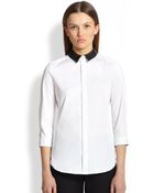 Burberry London Cotton Poplin Leather-Collar Shirt - Lyst
