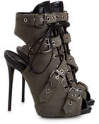 Giuseppe Zanotti Buckled Peep-Toe Bootie Buckled Peep-Toe Bootie - Lyst