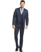 Perry Ellis Blue Pindot Slim-Fit Vested Suit - Lyst