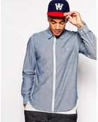 Asos Chambray Shirt In Long Sleeve With Zip Detail - Lyst