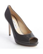 Jimmy Choo Smoky Grey Patent Leather Peep Toe Pumps - Lyst