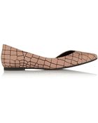 McQ by Alexander McQueen Croc-Effect Nubuck Flats - Lyst