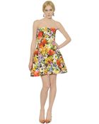 Dolce & Gabbana Strapless Cotton Silk Brocade Dress - Lyst