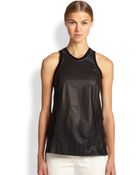 Helmut Lang Tilt Leather & Jersey Tank Top - Lyst