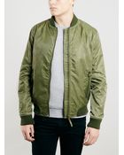 Topman Khaki Brushed Bomber Jacket - Lyst
