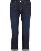 Current/Elliott The Boyfriend Cropped Mid-Rise Stretch-Denim Jeans - Lyst