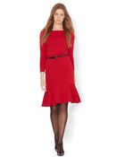 Lauren by Ralph Lauren Petite Belted Peplum Dress - Lyst