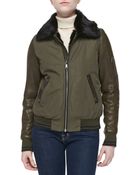 Andrew Marc Juliana Leather-sleeve Jacket W Fur Collar - Lyst