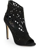 B Brian Atwood Levens Lasercut Suede Ankle Boots - Lyst