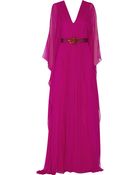 Badgley Mischka Embellished Silk-Chiffon Gown - Lyst