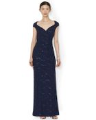 Lauren by Ralph Lauren Capsleeve Sequined Gown - Lyst