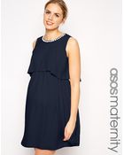 Asos Maternity Exclusive Layered Chiffon Dress With Embellished Neck - Lyst