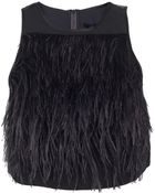 Tibi Cera Tuxedo Feather Cropped Top - Lyst