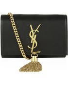 Saint Laurent Small Monogramme Tassel Satchel - Lyst