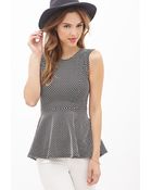 Forever 21 Dotted Lace Peplum Top - Lyst