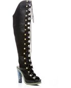 Rodarte Black Embossed Over The Knee Lace Up Boot - Lyst