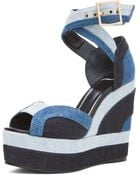 Pierre Hardy Denim Wedge Sandals - Lyst