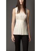 Burberry Pleated Front Silk Top - Lyst