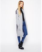 Asos Longline Cardigan With Woven Back In Fine Knit - Lyst