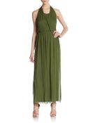Alice + Olivia Mora Silk Halter Maxi Dress - Lyst