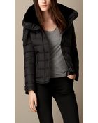 Burberry Down-Filled Puffer Jacket With Shearling Topcollar - Lyst