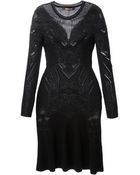 Roberto Cavalli Open Knit Embroidered Dress - Lyst