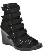 Ann Demeulemeester Multi Buckle Suede Wedge Sandals - Lyst