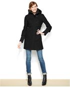 DKNY Petite Hooded Wool-Blend Empire-Waist Coat - Lyst