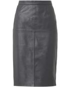 Freda Charcoal-grey Leather Pencil Skirt - Lyst